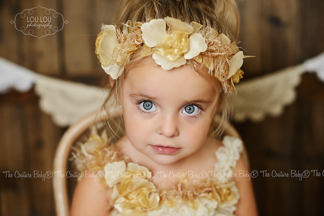 Golden Girl Floral Halo Headband The Couture Baby & Child Boutique