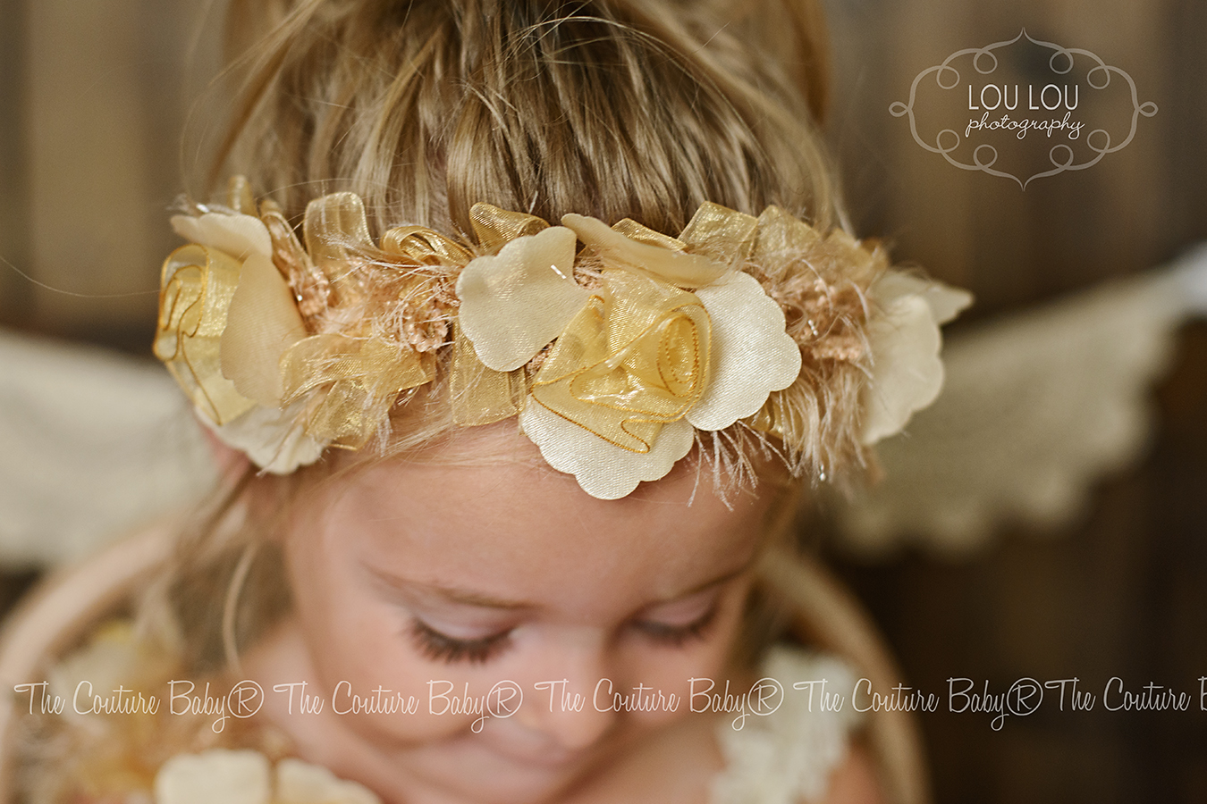 Golden Girl Floral Halo Headband The Couture Baby & Child Boutique