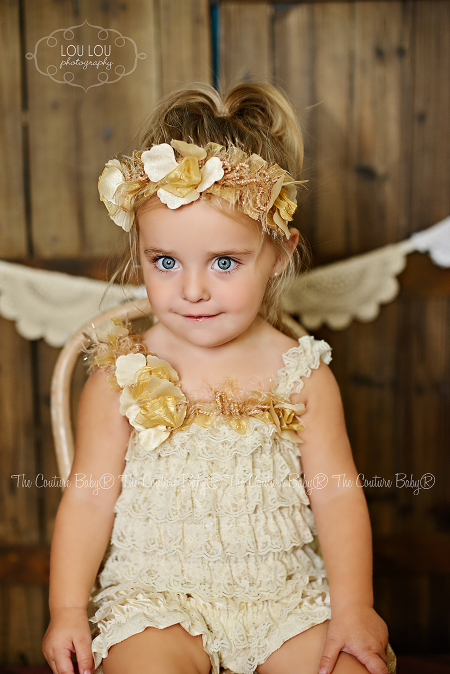 Golden Girl Floral Halo Headband The Couture Baby & Child Boutique
