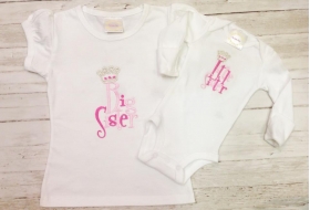 Big & Little Sister Princess Personalized Top Shirt Onesie Set