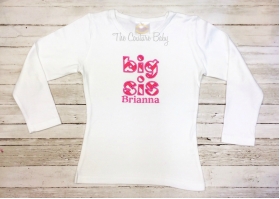 Big Sis or Little Sis Hot Pink Chevron Personalized Shirt or Onesie