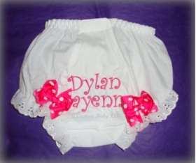 Hot Pink Eyelet Personalized Diaper Cover