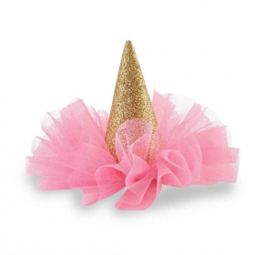 Glitter Party Hat Clip Gold & Hot Pink