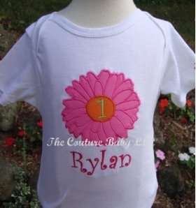 Applique Flower and Initial design with Name