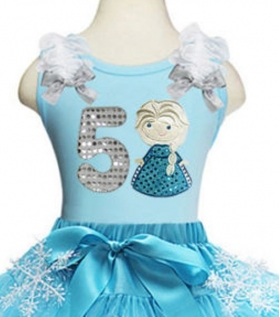 Elsa Turquoise and Silver Age Snowflake Pettiskirt & Top 2 Piece Birthday Set
