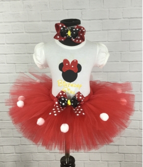 Minnie Mouse Personalized 3 pc Red or Pink Tutu Set