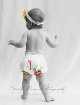 Embroidered & Bows Personalized Diaper Cover