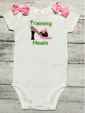 "Training Heels" Personalized Applique & Embroidered Onesie
