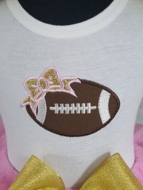 Girly Football Personalized Pink & Gold Ribbon Birthday Tutu 3 Pc Set-Tutu-Shirt-Headband Set