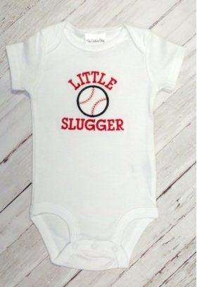 Boy's Customized Onesie with Phrase and Sports Applique