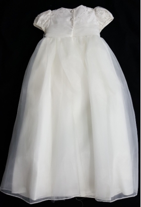 Christie Helene Ivory Silk Beaded Pearl Christening Gown & Hat Set (6m)