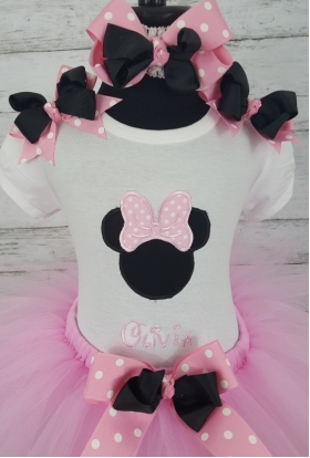 Minnie Pink & White Dot Personalized 3 Pc Tutu Set