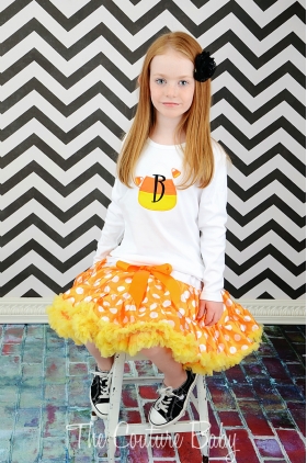 Candy Corn Personalized Halloween Shirt or Onesie (Boy or Girl Style)