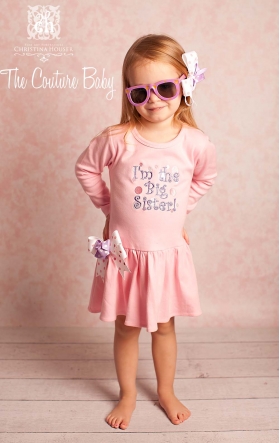 "I'm the Big Sister" Pink & Lavender Embroidered  Dress