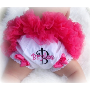 Hot Pink & Black Personalized Diaper Cover Bloomers