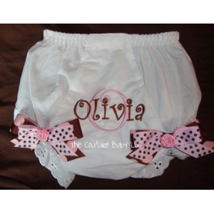 Pink & Brown Dots Personalized Diaper Cover
