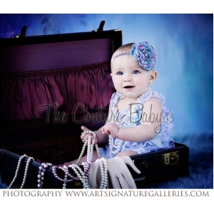 Blue Mermaid Glitter Flower Silver Headband