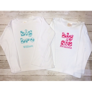 Big Sis or Little Sis Hot Pink Chevron Personalized Shirt or Onesie