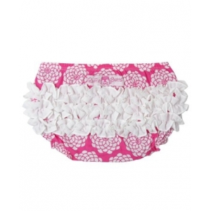 Summer Vintage Hot Pink & White Floral Ruffle Butts Diaper Cover