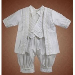 Christie Helene Prince Harry Boys Ivory Silk Christening Baptism Outfit with Hat (6m)