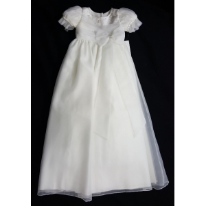 Christie Helene Ivory Organza Crystals & Bead Bow Christening Gown (6 months)
