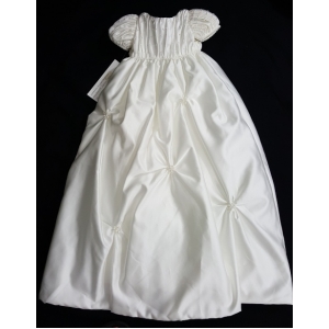 Christie Helene "Jasmine" Ivory Pin Tucked Pearl Beaded Christening Gown 4 Pc Set-(6m)
