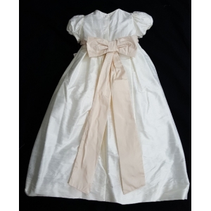 L'Pety Canar Ivory & Blush Silk Cristening Gown & Hat Set (6m)