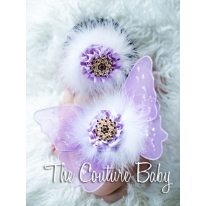 Lavender Sequins Marabou Feathers and Vintage Crystal Sequin & Flowers Butterfly Wings & Headband Photo Prop Set